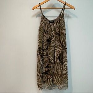 Charlie Jade Animal Print Dress 100% Silk Dress Y2K NWT Mob Wife Sz M Yoke Style